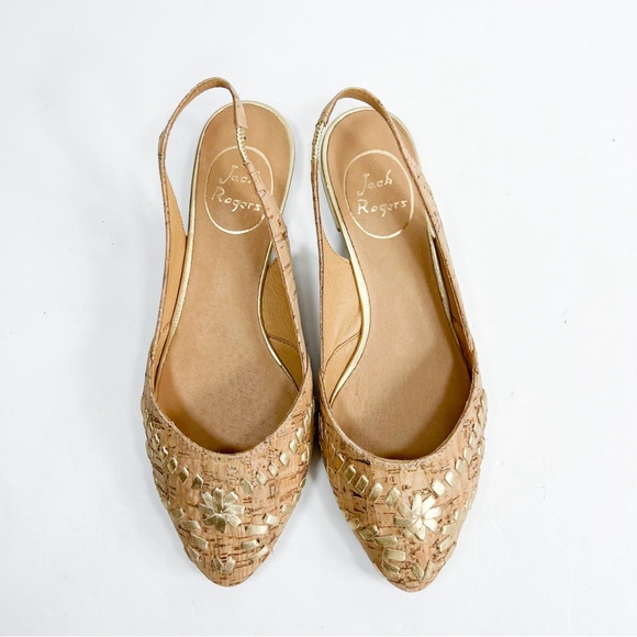 Jack Rogers Rory Cork Slingback Flats Pointed Toe Gold Accent size 6 - Picture 10 of 12